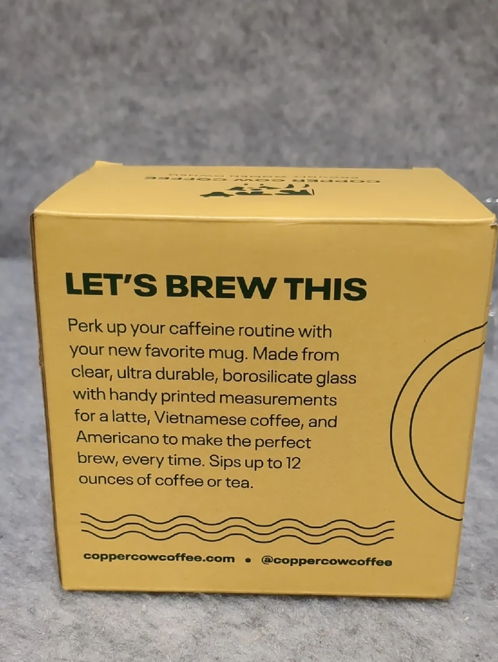Copper Cow Coffee The Coffeeist 12 Oz. Glass  Mug, NEW